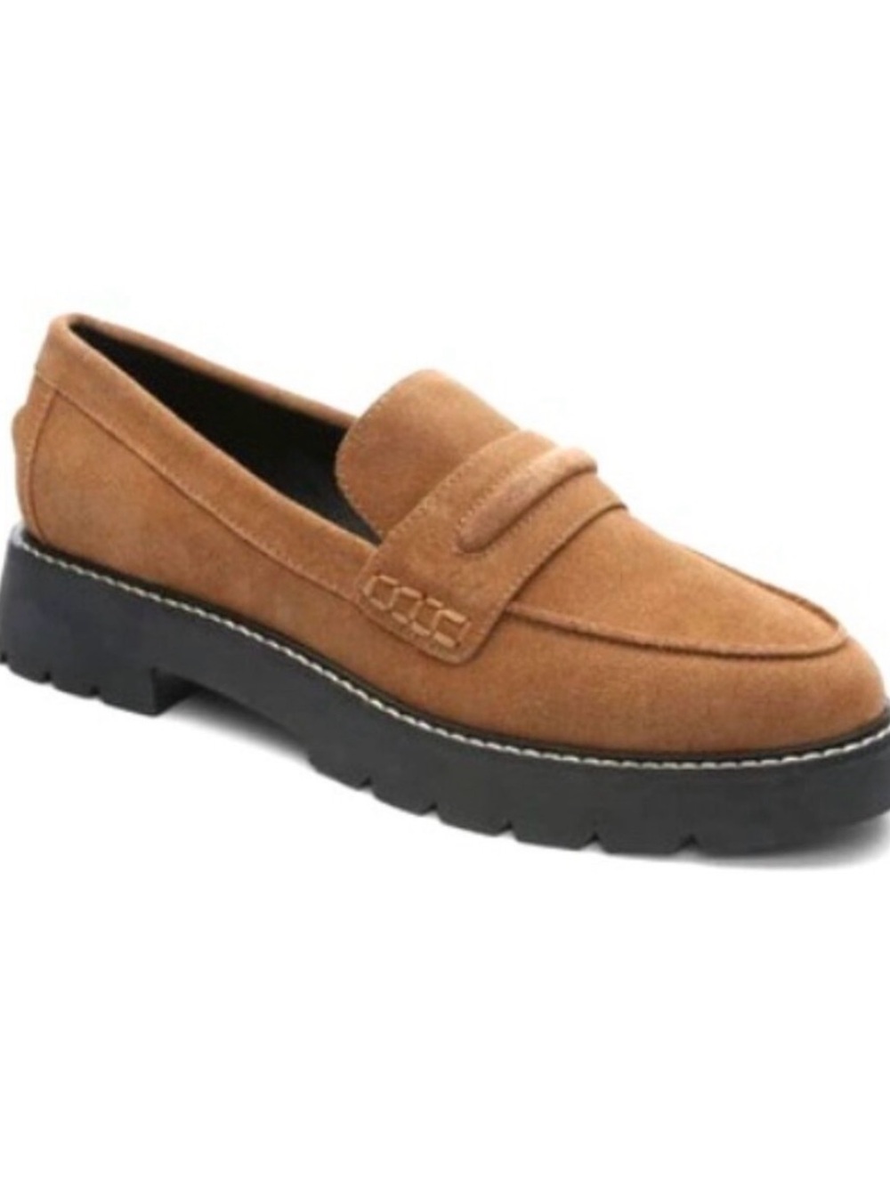 Sanctuary Westside Slip On Loafer Flats in Chestnut Suede